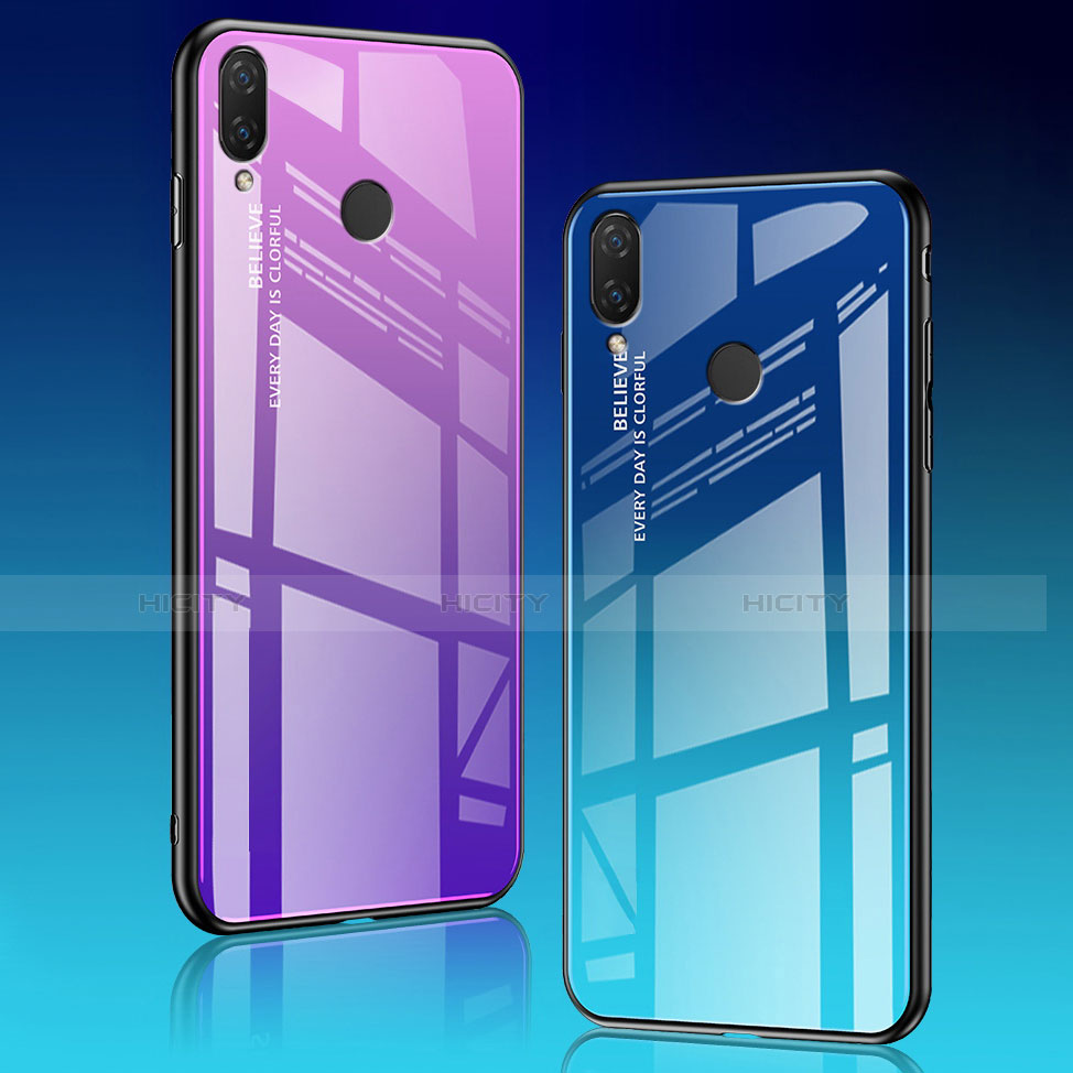 Silikon Schutzhülle Rahmen Tasche Hülle Spiegel Farbverlauf Regenbogen für Huawei P20 Lite groß