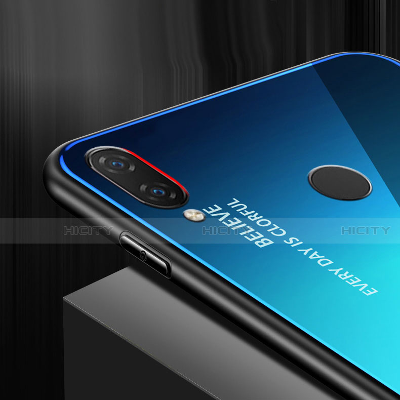Silikon Schutzhülle Rahmen Tasche Hülle Spiegel Farbverlauf Regenbogen für Huawei P20 Lite groß