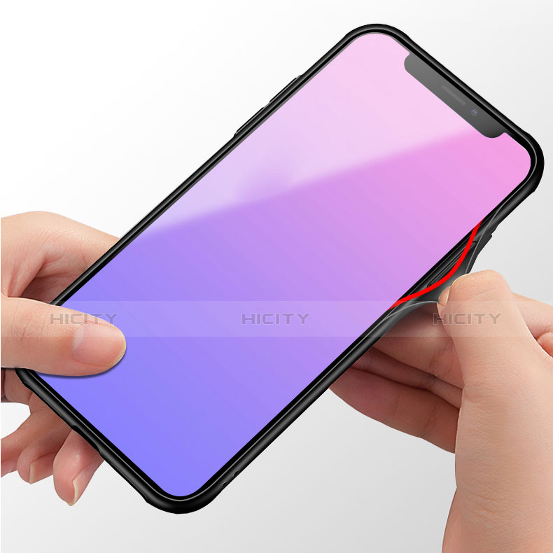 Silikon Schutzhülle Rahmen Tasche Hülle Spiegel Farbverlauf Regenbogen für Huawei Y9 (2019) groß