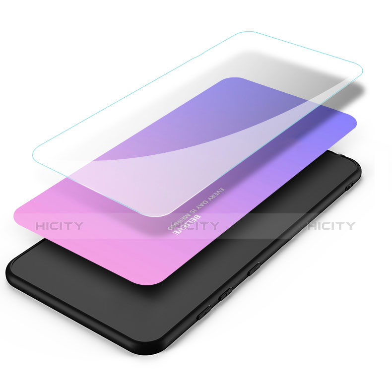 Silikon Schutzhülle Rahmen Tasche Hülle Spiegel Farbverlauf Regenbogen für Huawei Y9 (2019) groß