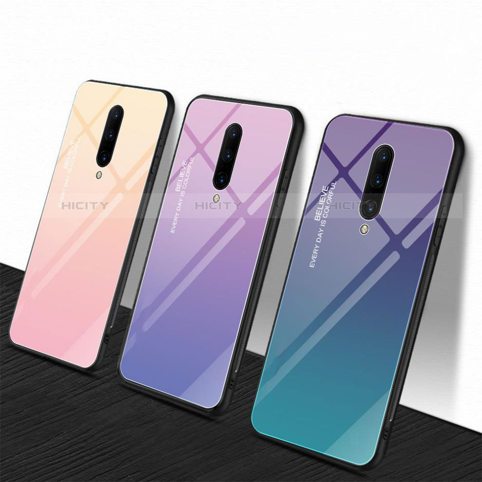 Silikon Schutzhülle Rahmen Tasche Hülle Spiegel Farbverlauf Regenbogen für OnePlus 7 Pro groß