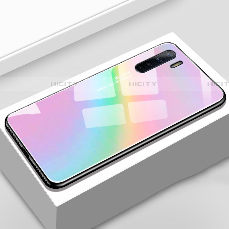Silikon Schutzhülle Rahmen Tasche Hülle Spiegel Farbverlauf Regenbogen für Oppo A91
