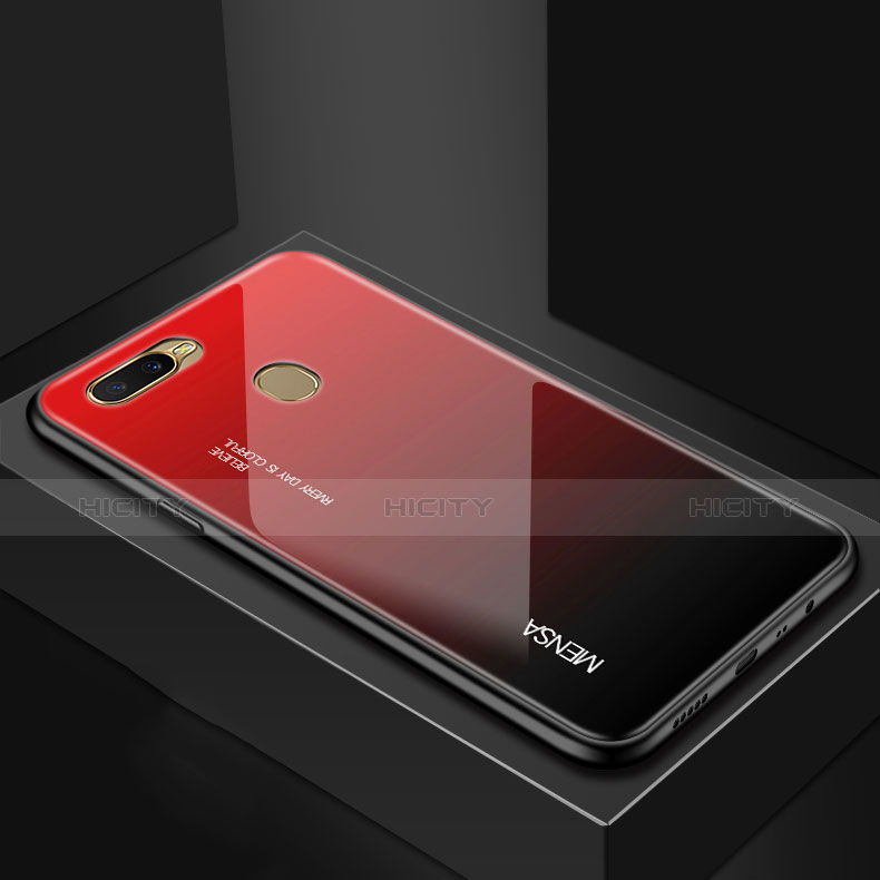 Silikon Schutzhülle Rahmen Tasche Hülle Spiegel Farbverlauf Regenbogen für Oppo AX7 Rot