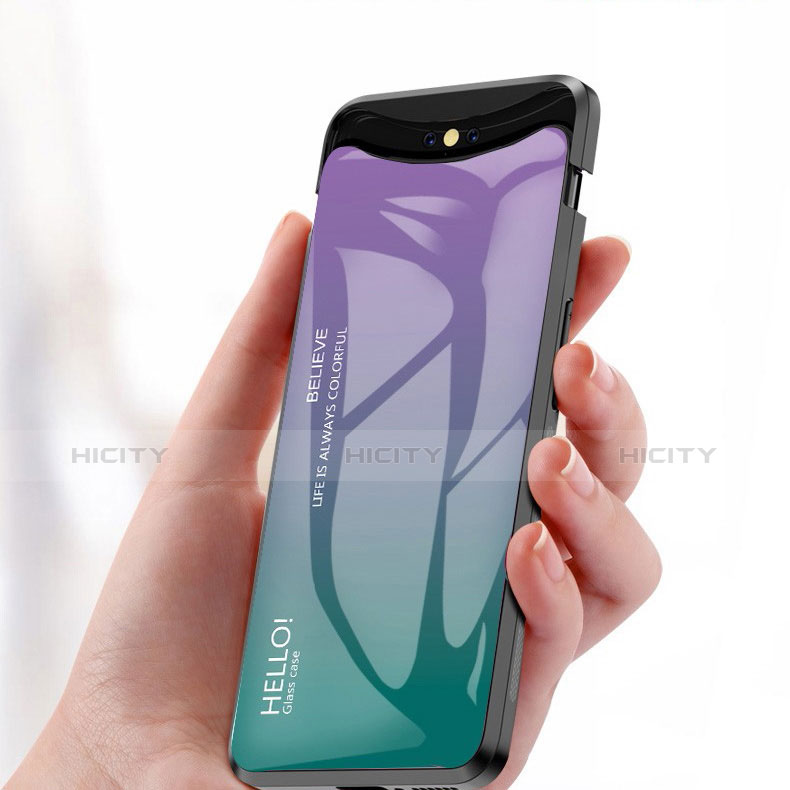 Silikon Schutzhülle Rahmen Tasche Hülle Spiegel Farbverlauf Regenbogen für Oppo Find X groß
