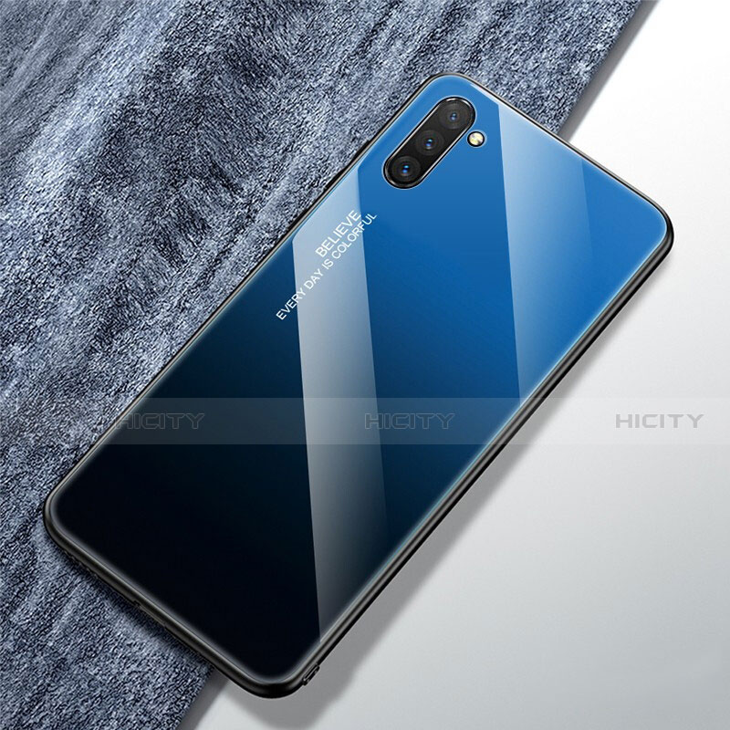 Silikon Schutzhülle Rahmen Tasche Hülle Spiegel Farbverlauf Regenbogen für Samsung Galaxy Note 10 5G Blau Plus