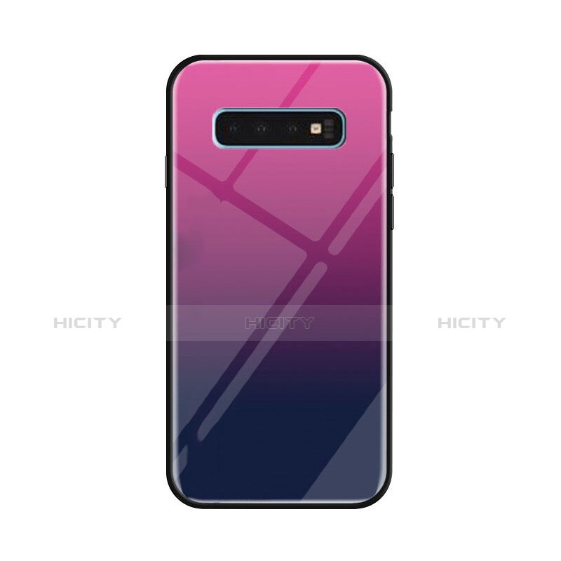 Silikon Schutzhülle Rahmen Tasche Hülle Spiegel Farbverlauf Regenbogen für Samsung Galaxy S10 Plus Violett