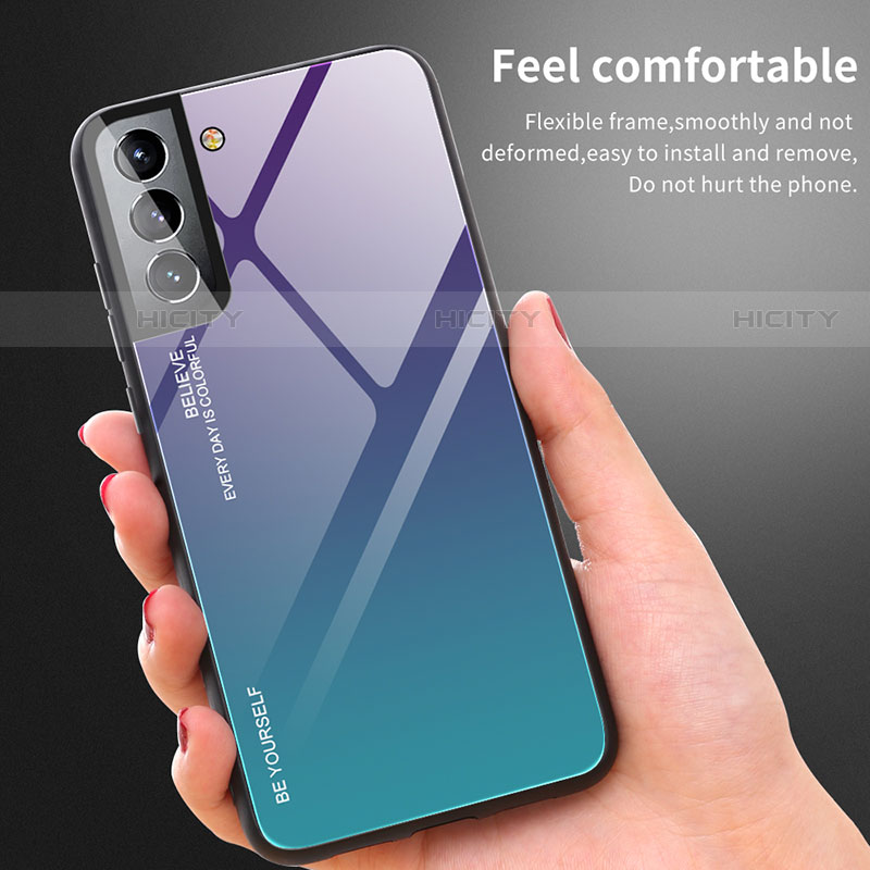 Silikon Schutzhülle Rahmen Tasche Hülle Spiegel Farbverlauf Regenbogen für Samsung Galaxy S21 Plus 5G