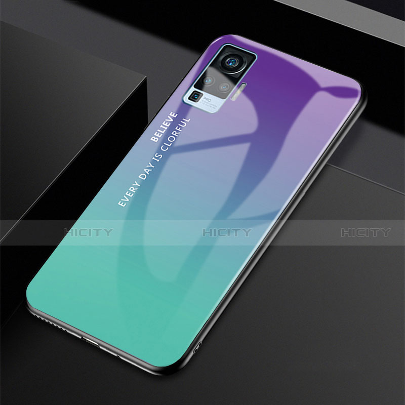 Silikon Schutzhülle Rahmen Tasche Hülle Spiegel Farbverlauf Regenbogen für Vivo X51 5G groß