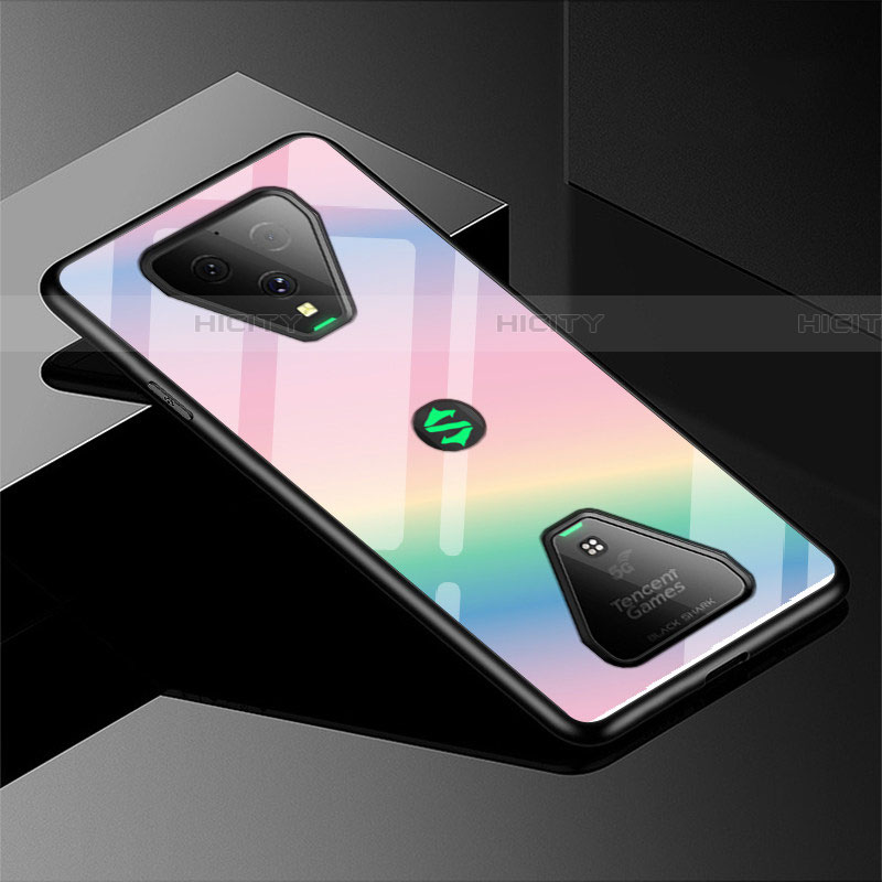 Silikon Schutzhülle Rahmen Tasche Hülle Spiegel Farbverlauf Regenbogen für Xiaomi Black Shark 3 Pro Rosa Plus