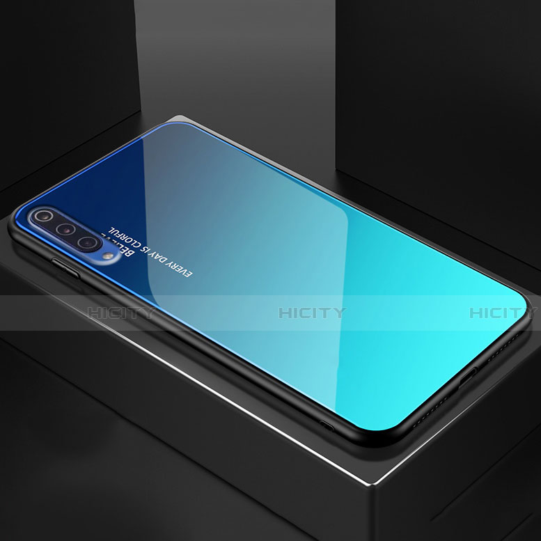 Silikon Schutzhülle Rahmen Tasche Hülle Spiegel Farbverlauf Regenbogen für Xiaomi Mi 9 SE Hellblau Plus