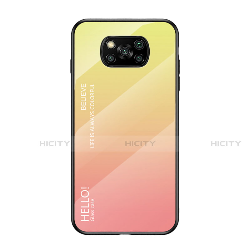 Silikon Schutzhülle Rahmen Tasche Hülle Spiegel Farbverlauf Regenbogen für Xiaomi Poco X3 groß