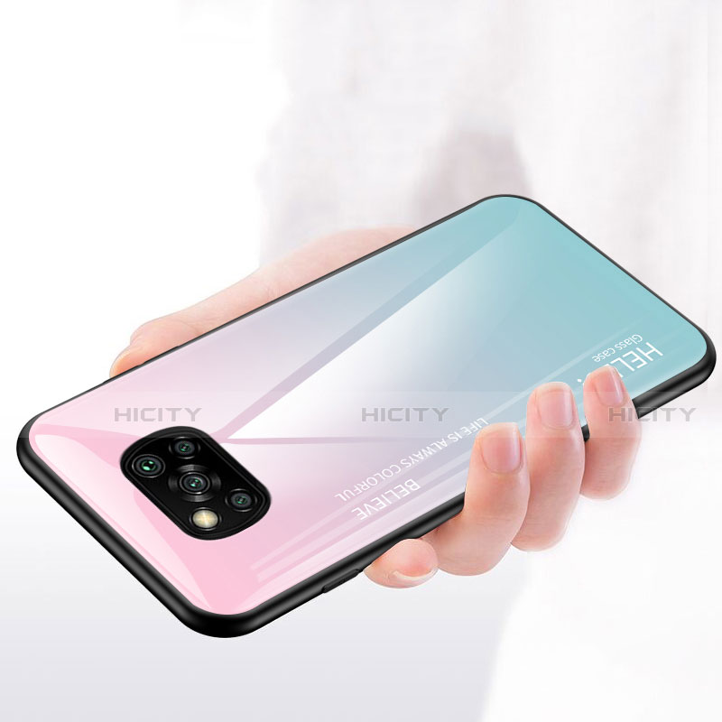 Silikon Schutzhülle Rahmen Tasche Hülle Spiegel Farbverlauf Regenbogen für Xiaomi Poco X3 NFC