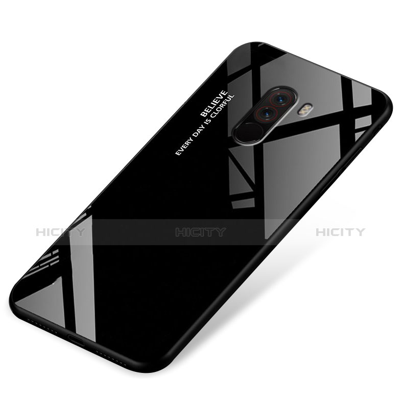 Silikon Schutzhülle Rahmen Tasche Hülle Spiegel Farbverlauf Regenbogen für Xiaomi Pocophone F1 Schwarz Plus