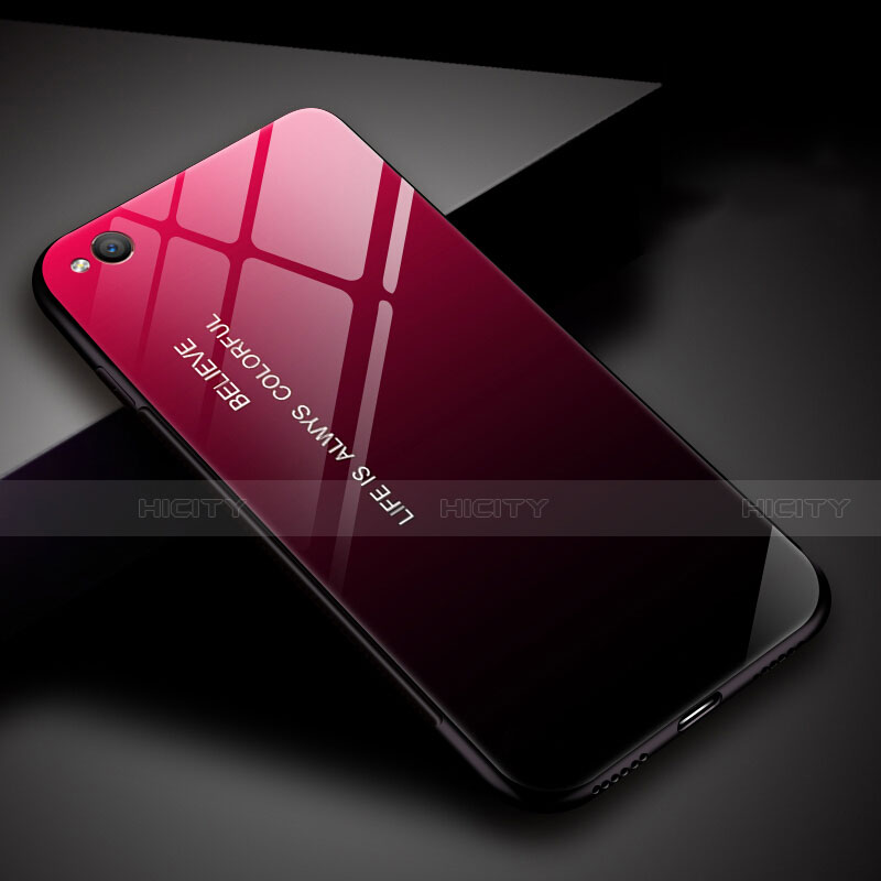 Silikon Schutzhülle Rahmen Tasche Hülle Spiegel Farbverlauf Regenbogen für Xiaomi Redmi Go Rot Plus
