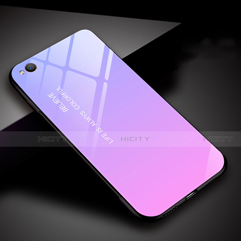 Silikon Schutzhülle Rahmen Tasche Hülle Spiegel Farbverlauf Regenbogen für Xiaomi Redmi Go Violett Plus