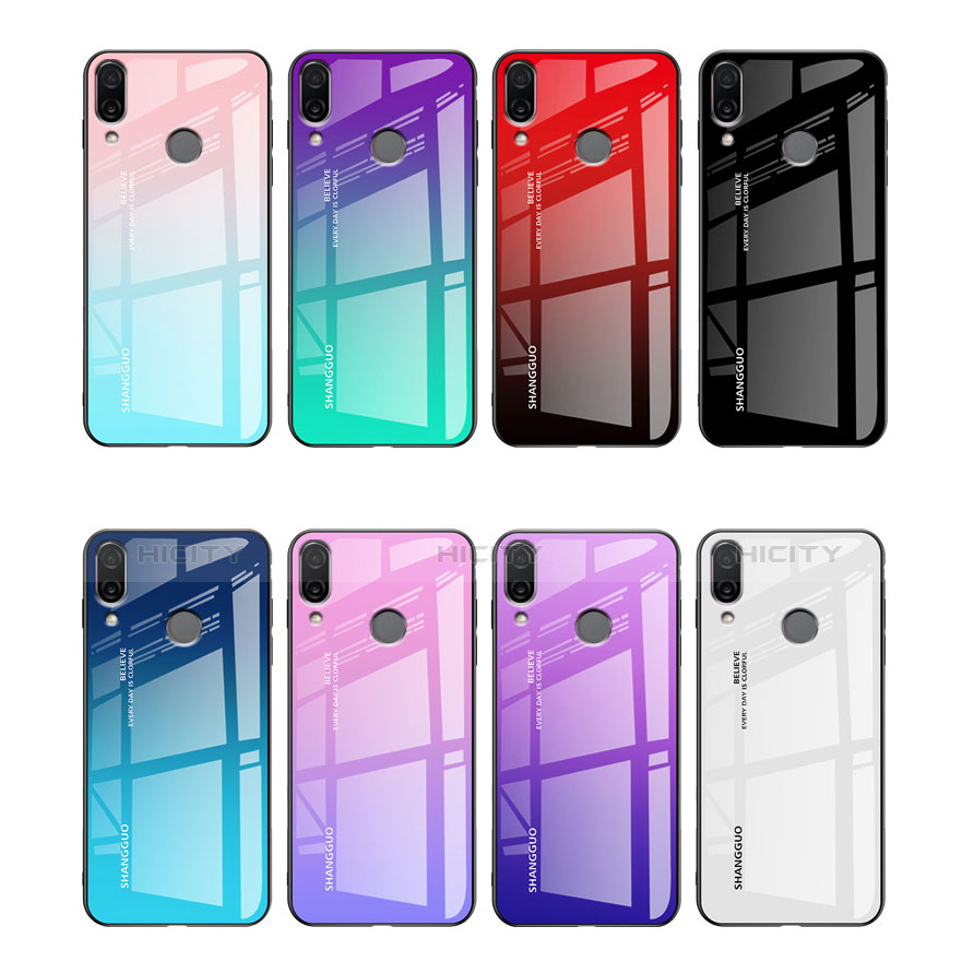 Silikon Schutzhülle Rahmen Tasche Hülle Spiegel Farbverlauf Regenbogen für Xiaomi Redmi Note 7 Pro groß