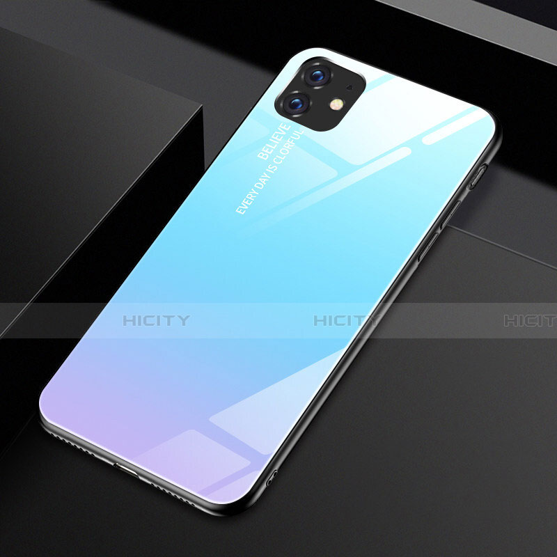 Silikon Schutzhülle Rahmen Tasche Hülle Spiegel Farbverlauf Regenbogen H01 für Apple iPhone 11 groß