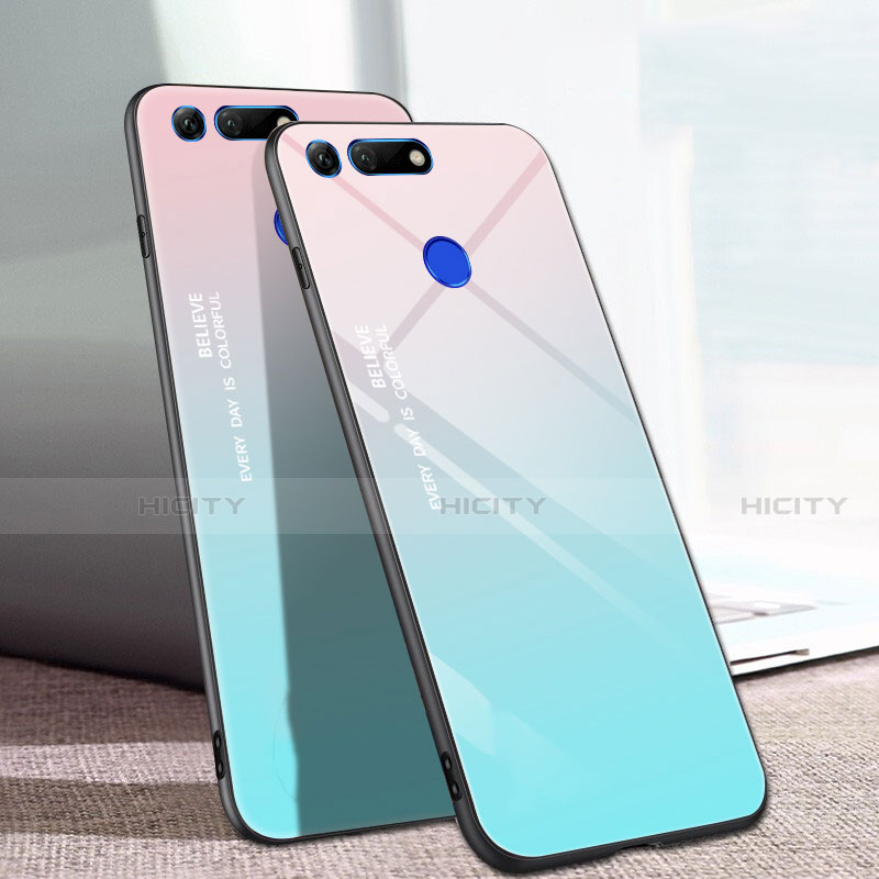 Silikon Schutzhülle Rahmen Tasche Hülle Spiegel Farbverlauf Regenbogen H01 für Huawei Honor V20 groß