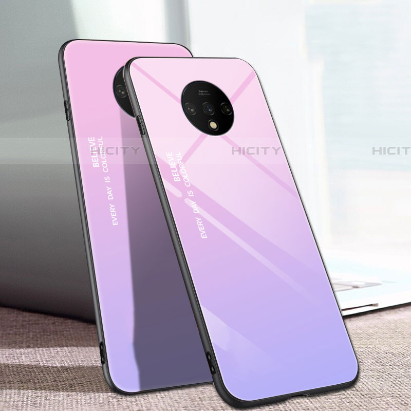 Silikon Schutzhülle Rahmen Tasche Hülle Spiegel Farbverlauf Regenbogen H01 für OnePlus 7T