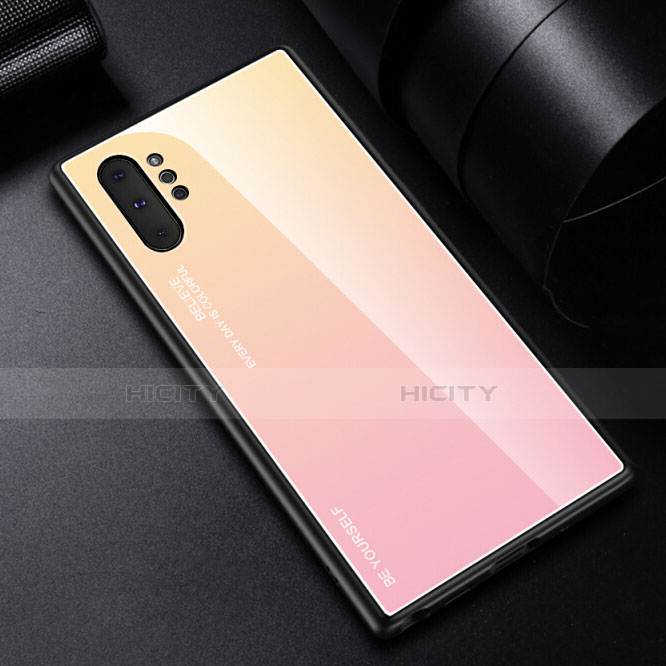 Silikon Schutzhülle Rahmen Tasche Hülle Spiegel Farbverlauf Regenbogen H01 für Samsung Galaxy Note 10 Plus groß