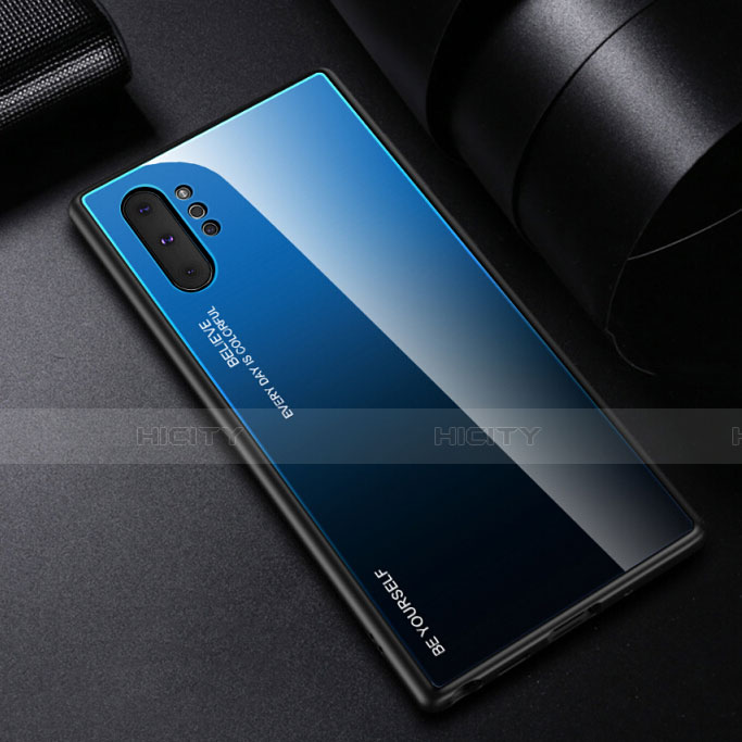 Silikon Schutzhülle Rahmen Tasche Hülle Spiegel Farbverlauf Regenbogen H01 für Samsung Galaxy Note 10 Plus groß