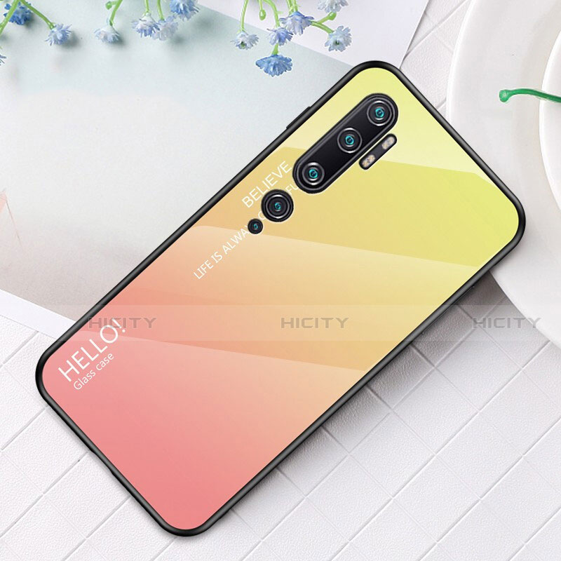 Silikon Schutzhülle Rahmen Tasche Hülle Spiegel Farbverlauf Regenbogen H01 für Xiaomi Mi Note 10 groß