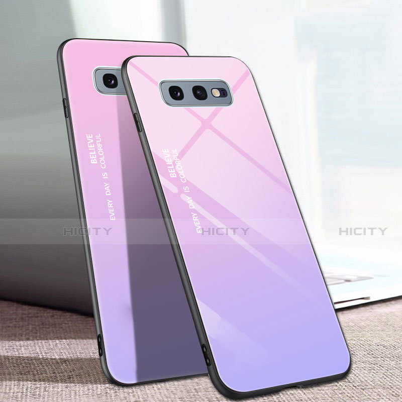 Silikon Schutzhülle Rahmen Tasche Hülle Spiegel Farbverlauf Regenbogen H02 für Samsung Galaxy S10e groß