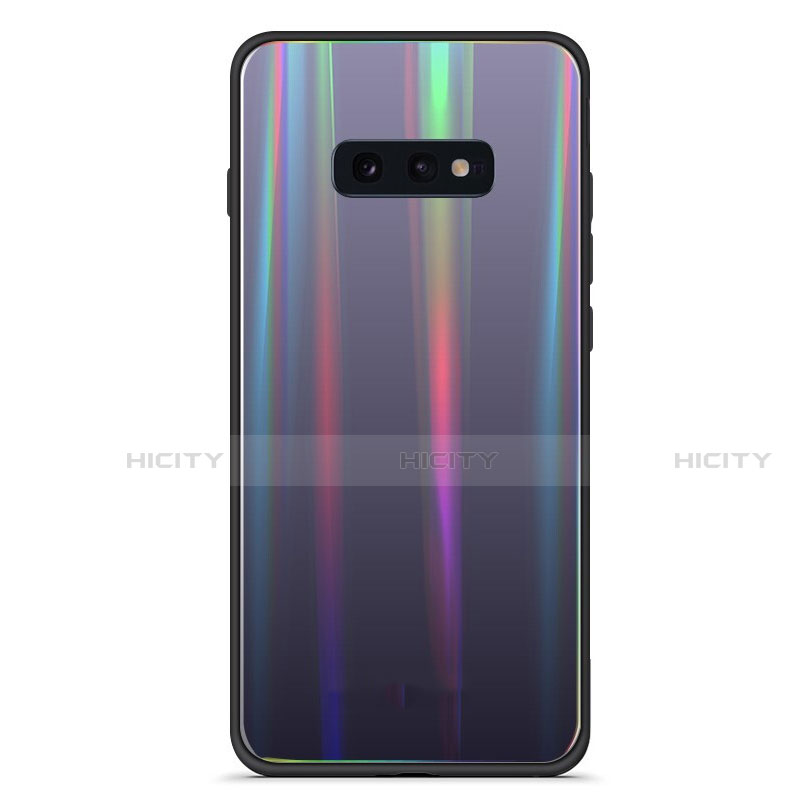 Silikon Schutzhülle Rahmen Tasche Hülle Spiegel Farbverlauf Regenbogen H04 für Samsung Galaxy S10e groß
