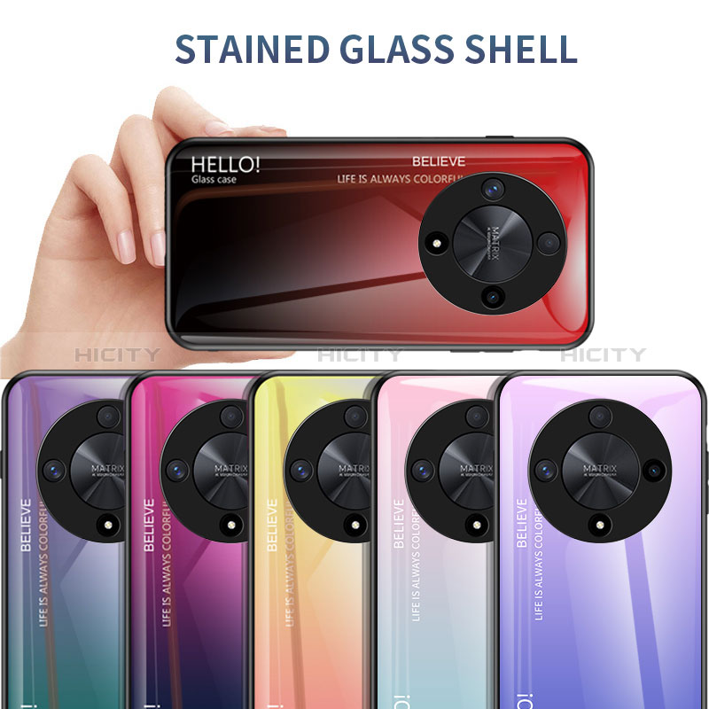 Silikon Schutzhülle Rahmen Tasche Hülle Spiegel Farbverlauf Regenbogen LS1 für Huawei Honor X9b 5G