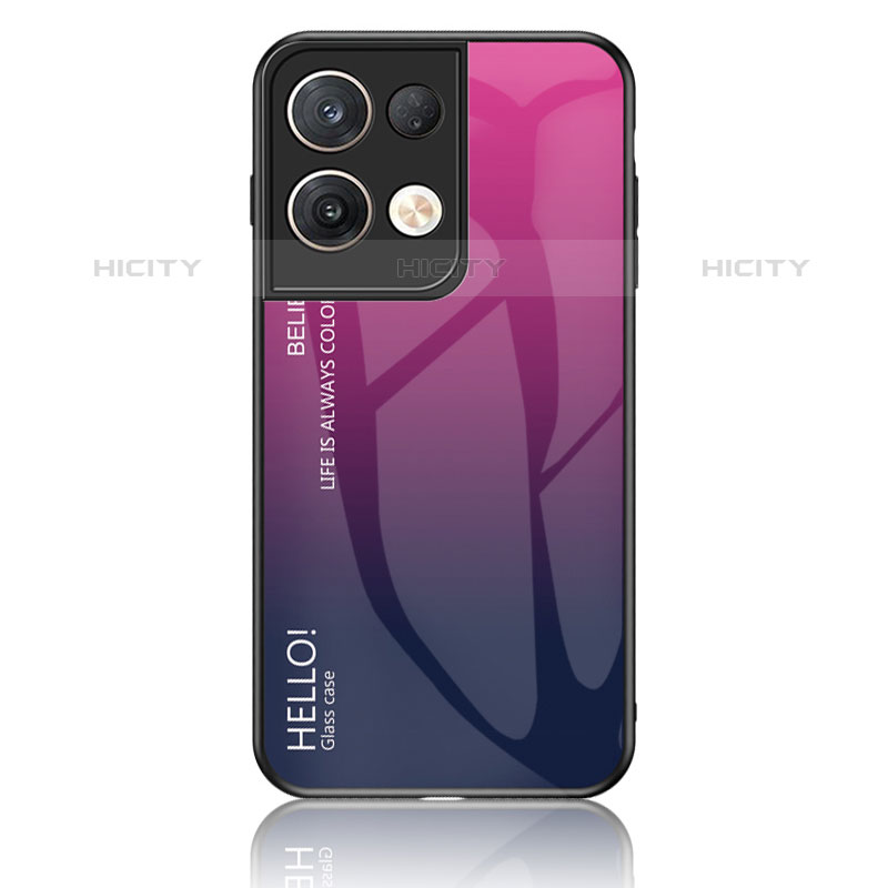 Silikon Schutzhülle Rahmen Tasche Hülle Spiegel Farbverlauf Regenbogen LS1 für Oppo Reno8 Pro+ Plus 5G Pink