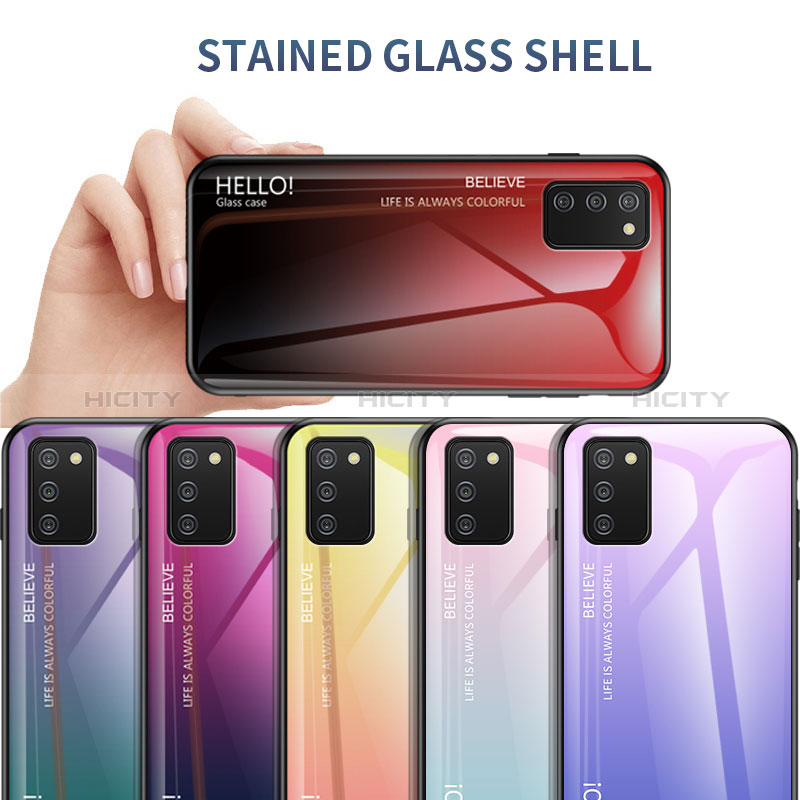 Silikon Schutzhülle Rahmen Tasche Hülle Spiegel Farbverlauf Regenbogen LS1 für Samsung Galaxy A02s
