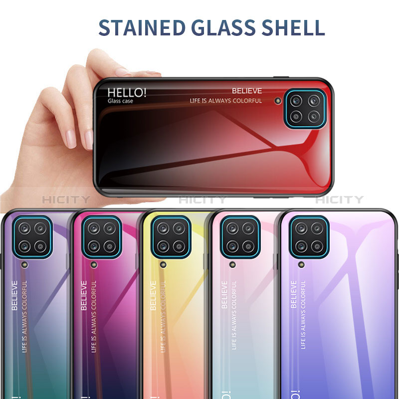 Silikon Schutzhülle Rahmen Tasche Hülle Spiegel Farbverlauf Regenbogen LS1 für Samsung Galaxy A12 Nacho