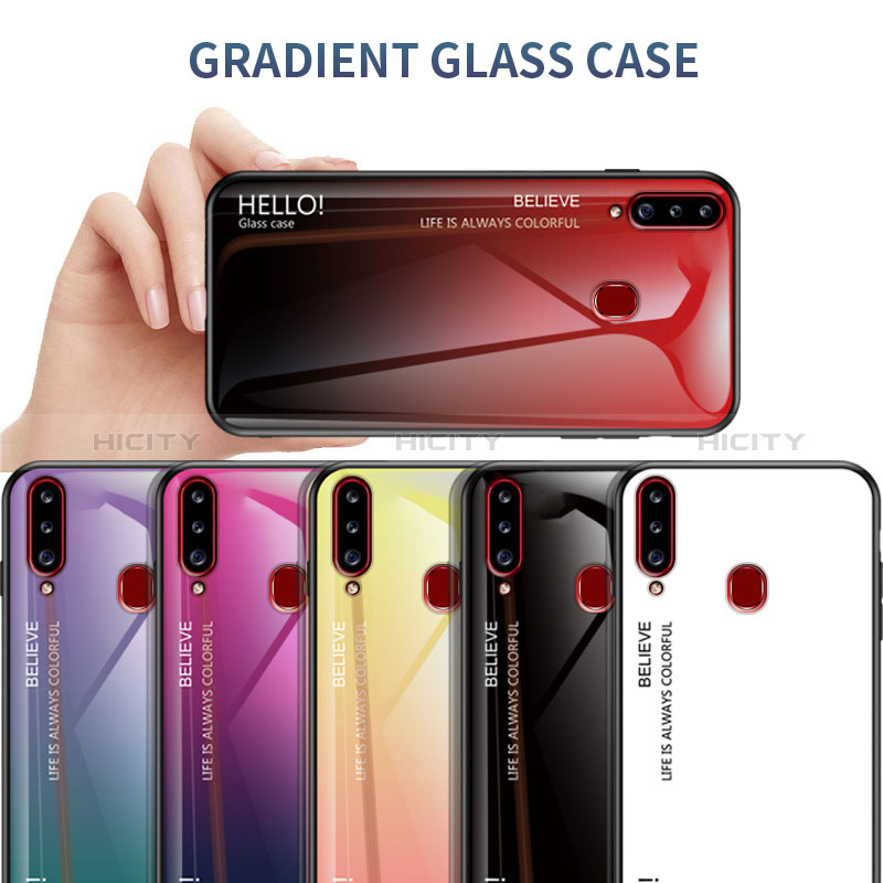 Silikon Schutzhülle Rahmen Tasche Hülle Spiegel Farbverlauf Regenbogen LS1 für Samsung Galaxy A20s groß