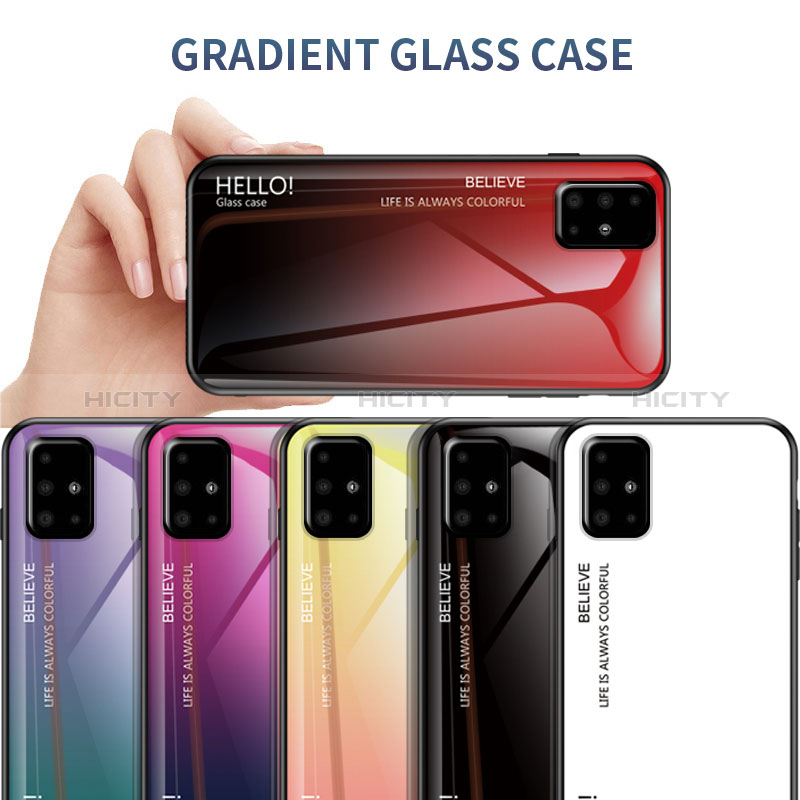 Silikon Schutzhülle Rahmen Tasche Hülle Spiegel Farbverlauf Regenbogen LS1 für Samsung Galaxy A51 4G