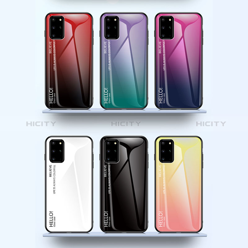 Silikon Schutzhülle Rahmen Tasche Hülle Spiegel Farbverlauf Regenbogen LS1 für Samsung Galaxy S20 Plus