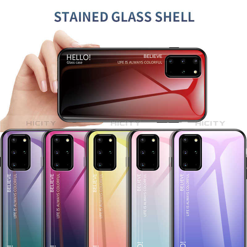 Silikon Schutzhülle Rahmen Tasche Hülle Spiegel Farbverlauf Regenbogen LS1 für Samsung Galaxy S20 Plus 5G