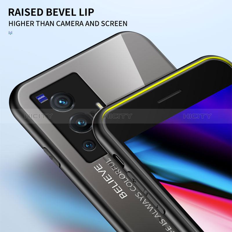 Silikon Schutzhülle Rahmen Tasche Hülle Spiegel Farbverlauf Regenbogen LS1 für Vivo X70 Pro 5G