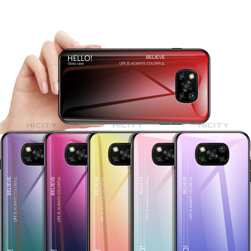 Silikon Schutzhülle Rahmen Tasche Hülle Spiegel Farbverlauf Regenbogen LS1 für Xiaomi Poco X3 NFC