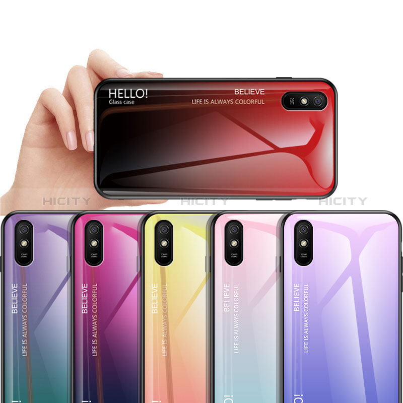 Silikon Schutzhülle Rahmen Tasche Hülle Spiegel Farbverlauf Regenbogen LS1 für Xiaomi Redmi 9A