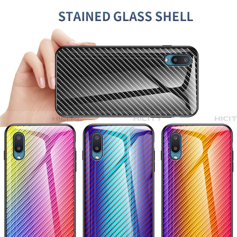 Silikon Schutzhülle Rahmen Tasche Hülle Spiegel Farbverlauf Regenbogen LS2 für Samsung Galaxy A02