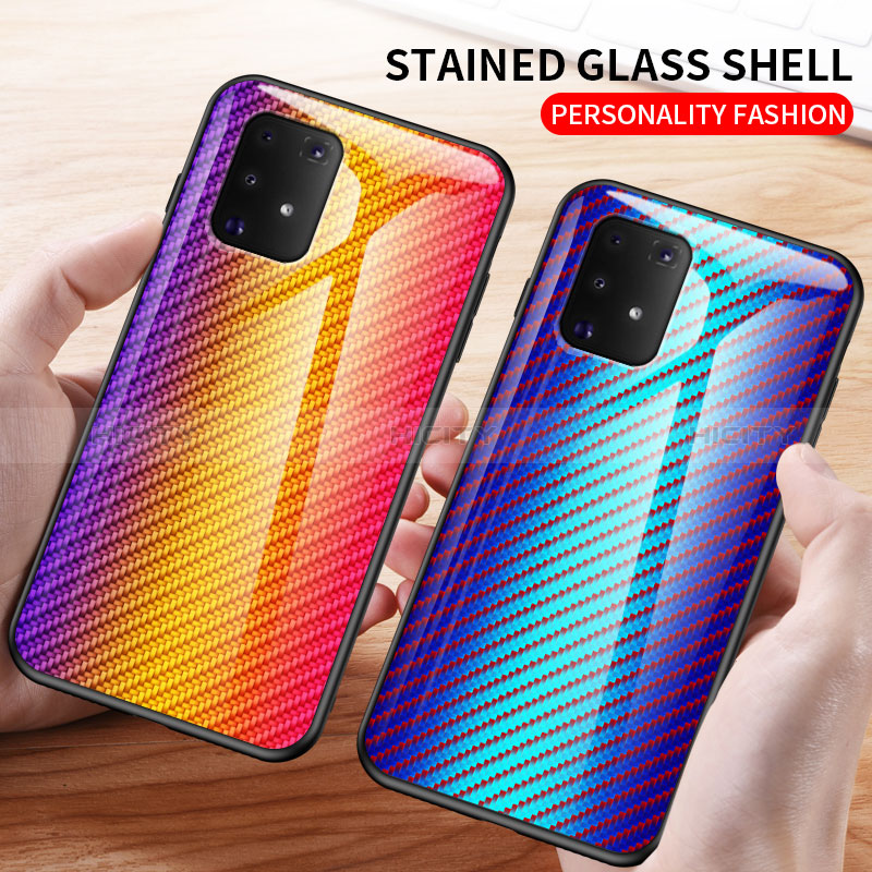 Silikon Schutzhülle Rahmen Tasche Hülle Spiegel Farbverlauf Regenbogen LS2 für Samsung Galaxy A91