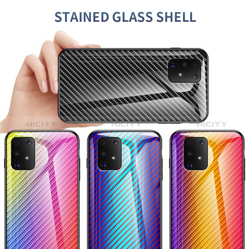 Silikon Schutzhülle Rahmen Tasche Hülle Spiegel Farbverlauf Regenbogen LS2 für Samsung Galaxy A91