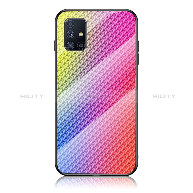 Silikon Schutzhülle Rahmen Tasche Hülle Spiegel Farbverlauf Regenbogen LS2 für Samsung Galaxy M31s