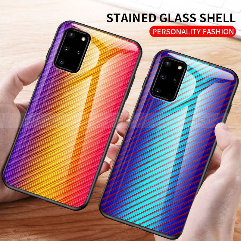 Silikon Schutzhülle Rahmen Tasche Hülle Spiegel Farbverlauf Regenbogen LS2 für Samsung Galaxy S20 Plus 5G groß