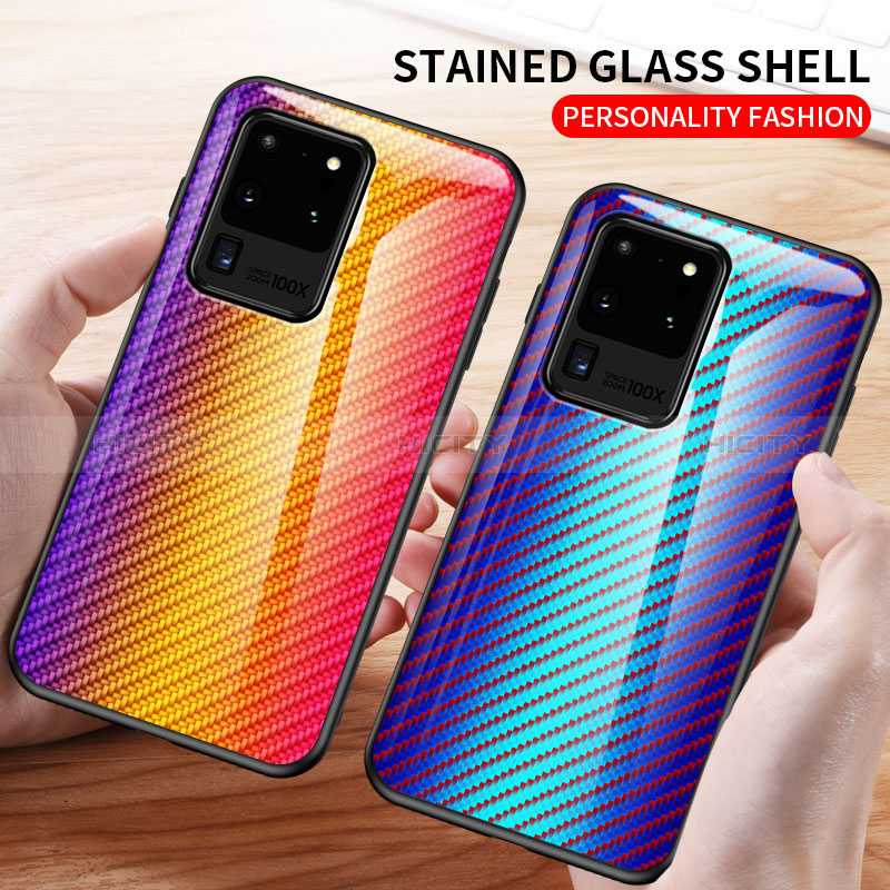 Silikon Schutzhülle Rahmen Tasche Hülle Spiegel Farbverlauf Regenbogen LS2 für Samsung Galaxy S20 Ultra