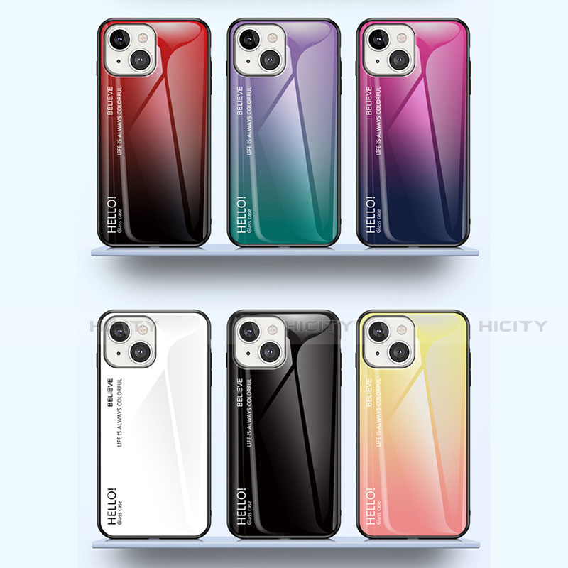 Silikon Schutzhülle Rahmen Tasche Hülle Spiegel Farbverlauf Regenbogen M01 für Apple iPhone 14