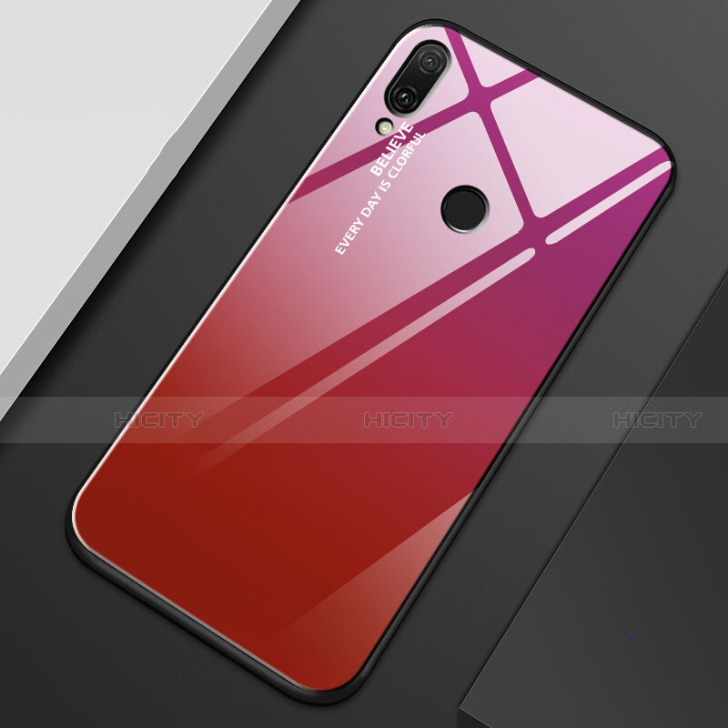 Silikon Schutzhülle Rahmen Tasche Hülle Spiegel Farbverlauf Regenbogen M01 für Huawei Enjoy 9 Plus Rot Plus