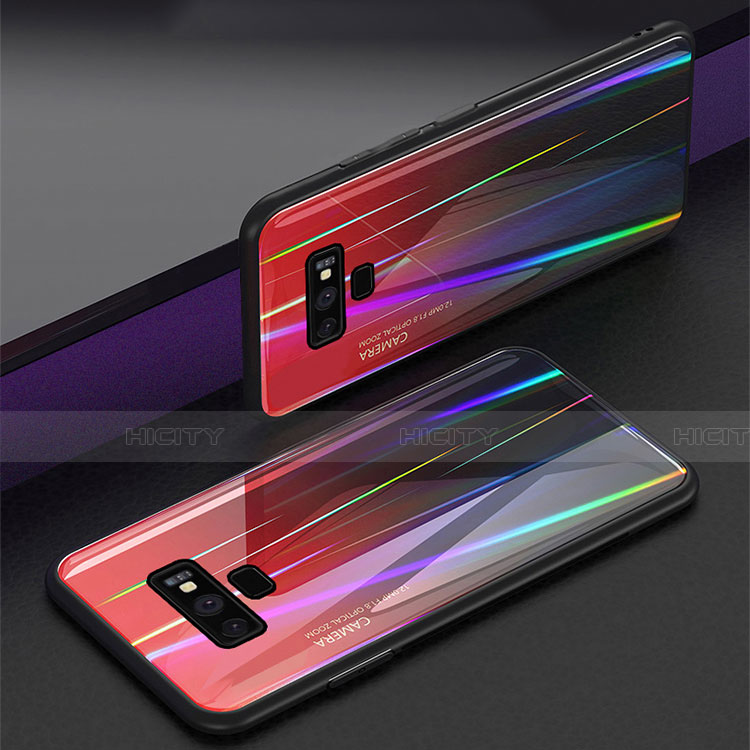 Silikon Schutzhülle Rahmen Tasche Hülle Spiegel Farbverlauf Regenbogen M01 für Samsung Galaxy Note 9 groß