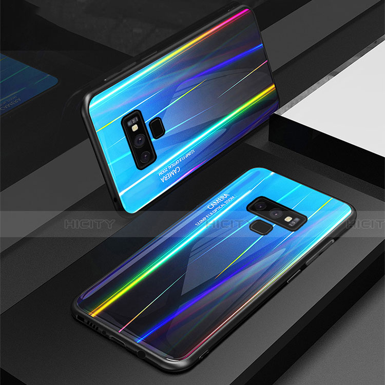 Silikon Schutzhülle Rahmen Tasche Hülle Spiegel Farbverlauf Regenbogen M01 für Samsung Galaxy Note 9