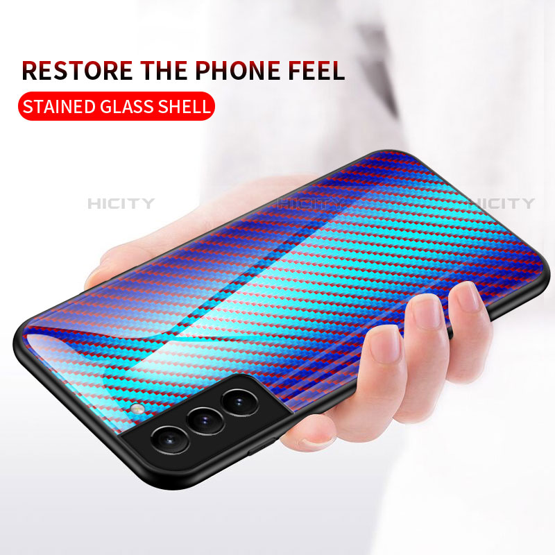 Silikon Schutzhülle Rahmen Tasche Hülle Spiegel Farbverlauf Regenbogen M01 für Samsung Galaxy S21 5G